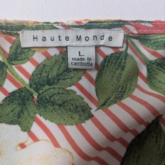 Haute Monde Women's Short Floral Boho Kimono Bolero Cover Up Sz L Bell Sleeve - Picture 8 of 8